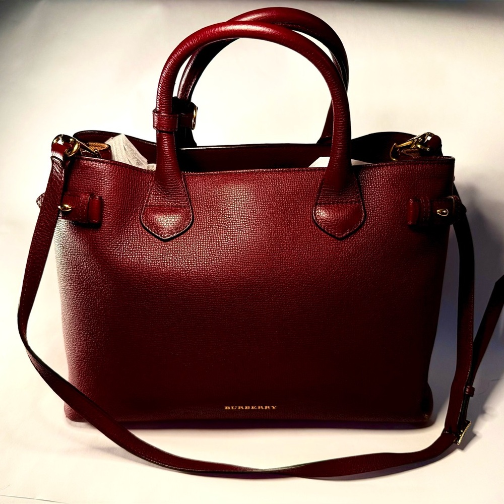 Burberry Deep Red Leather Satchel
